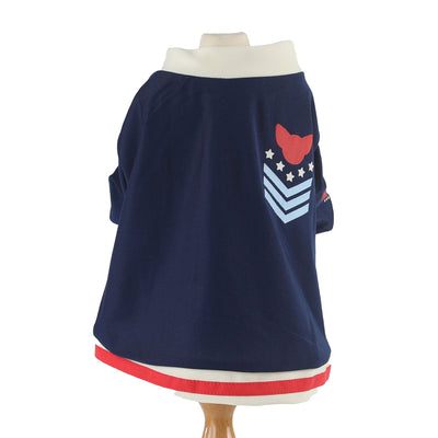 Nautical-themed Rash Guard dog apparel from Toy Doggie, designed to repel harmful sun rays and keep pets cool, featuring SPF50 protection.